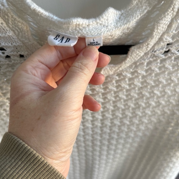 GAP White Crochet Crewneck Sweater - Picture 3 of 6